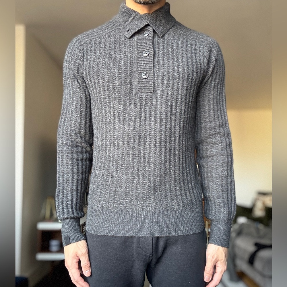 Gray Ribbed Knit Sweater